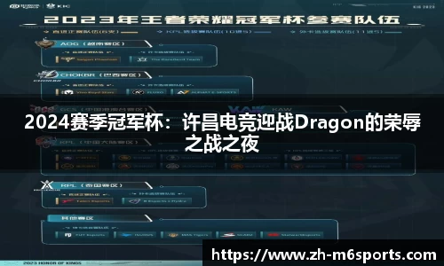 2024赛季冠军杯：许昌电竞迎战Dragon的荣辱之战之夜